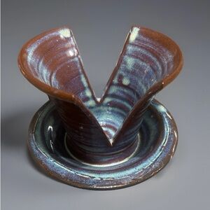 Handcrafted Ceramic Soap Holder- Brown and Blue